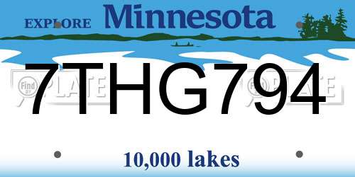 7THG794 Minnesota License Plate