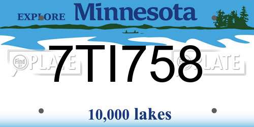 7TI758 Minnesota License Plate