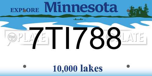 7TI788 Minnesota License Plate