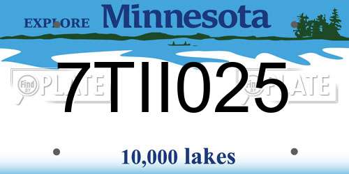 7TII025 Minnesota License Plate