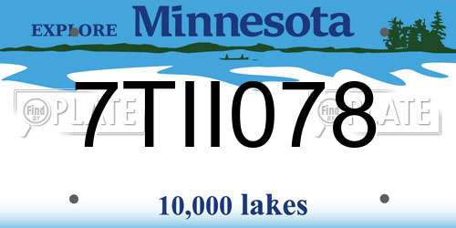 7TII078 Minnesota License Plate