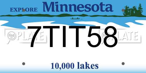 7TIT58 Minnesota License Plate