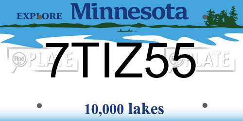 7TIZ55 Minnesota License Plate