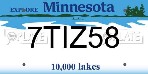 7TIZ58 Minnesota License Plate
