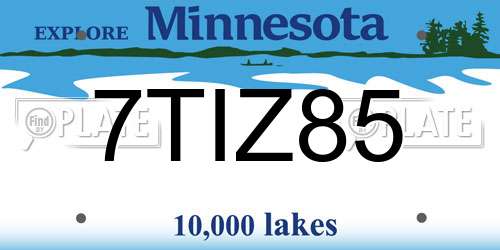 7TIZ85 Minnesota License Plate