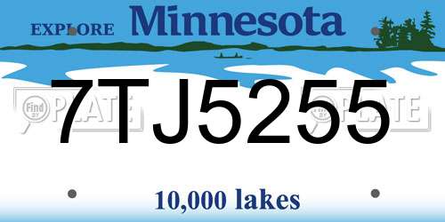 7TJ5255 Minnesota License Plate