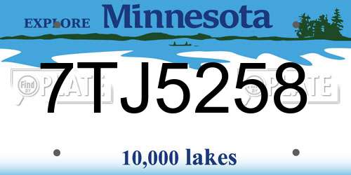 7TJ5258 Minnesota License Plate