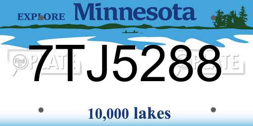 7TJ5288 Minnesota License Plate