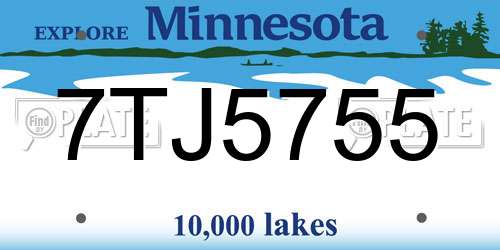 7TJ5755 Minnesota License Plate