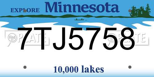 7TJ5758 Minnesota License Plate