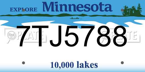 7TJ5788 Minnesota License Plate