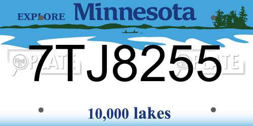 7TJ8255 Minnesota License Plate