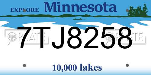 7TJ8258 Minnesota License Plate