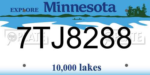 7TJ8288 Minnesota License Plate
