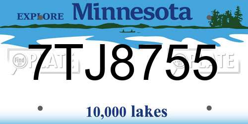 7TJ8755 Minnesota License Plate