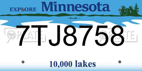 7TJ8758 Minnesota License Plate