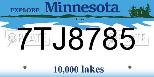 7TJ8785 Minnesota License Plate