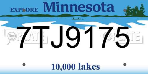 7TJ9175 Minnesota License Plate