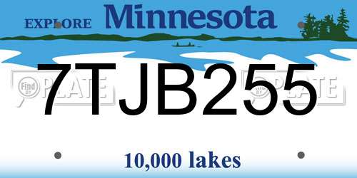 7TJB255 Minnesota License Plate
