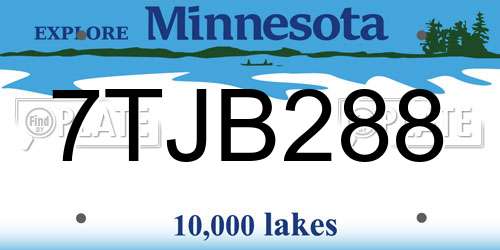 7TJB288 Minnesota License Plate