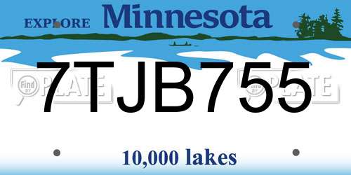 7TJB755 Minnesota License Plate