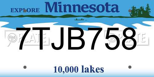 7TJB758 Minnesota License Plate