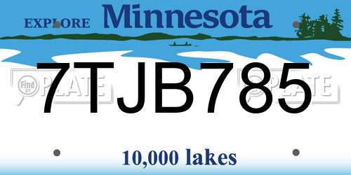 7TJB785 Minnesota License Plate