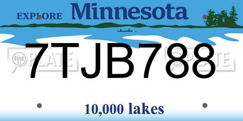7TJB788 Minnesota License Plate