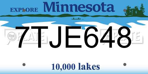 7TJE648 Minnesota License Plate