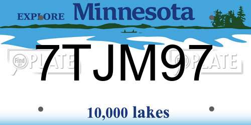 7TJM97 Minnesota License Plate