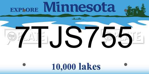 7TJS755 Minnesota License Plate