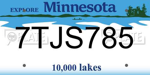 7TJS785 Minnesota License Plate
