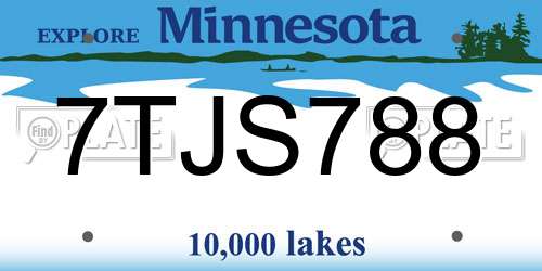 7TJS788 Minnesota License Plate