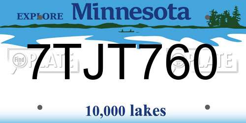 7TJT760 Minnesota License Plate