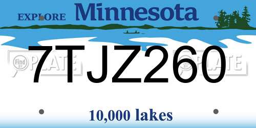 7TJZ260 Minnesota License Plate