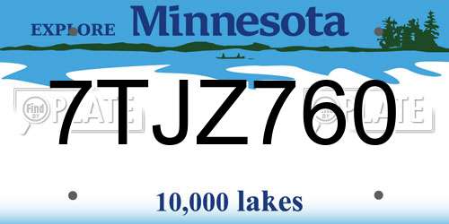 7TJZ760 Minnesota License Plate