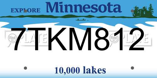 7TKM812 Minnesota License Plate