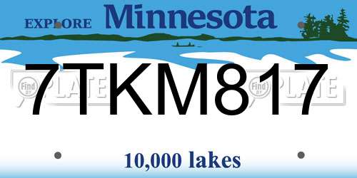 7TKM817 Minnesota License Plate