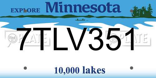 7TLV351 Minnesota License Plate