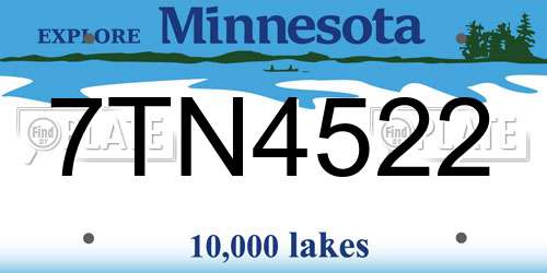 7TN4522 Minnesota License Plate