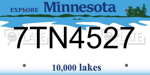 7TN4527 Minnesota License Plate