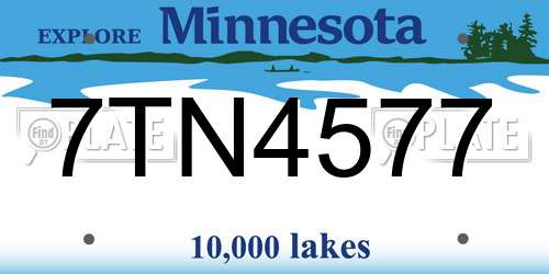 7TN4577 Minnesota License Plate