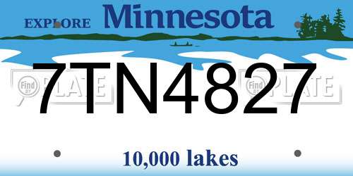 7TN4827 Minnesota License Plate