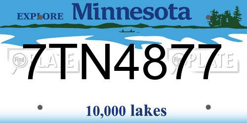 7TN4877 Minnesota License Plate