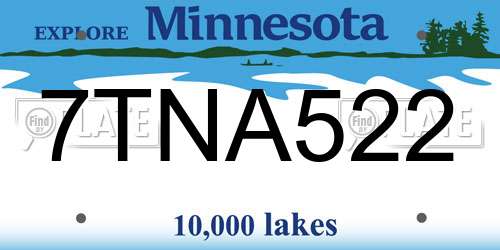 7TNA522 Minnesota License Plate