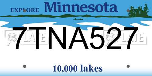 7TNA527 Minnesota License Plate