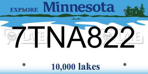 7TNA822 Minnesota License Plate