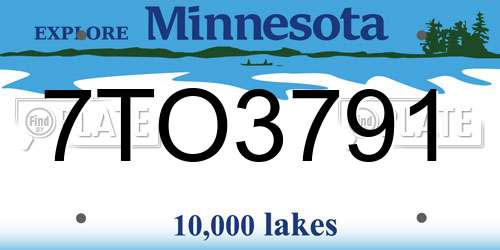 7TO3791 Minnesota License Plate