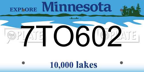 7TO602 Minnesota License Plate