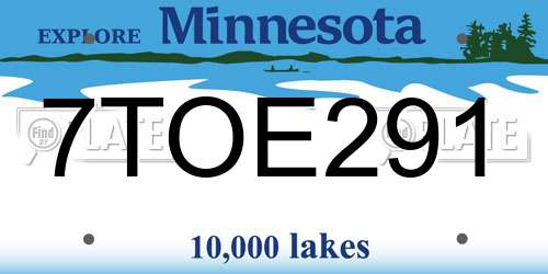 7TOE291 Minnesota License Plate